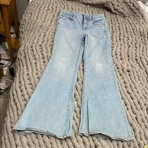 American Eagle Outfitters Blue Flare Wide Leg Jeans
